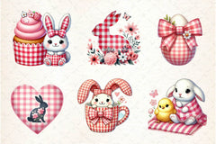 Pink Easter Gingham Ceramic Clipart Bundle 2 - CraftNest - Digital Crafting and Art