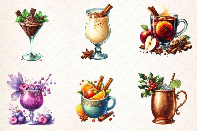 Christmas Cocktail Collection Clipart Bundle 2 - CraftNest - Digital Crafting and Art