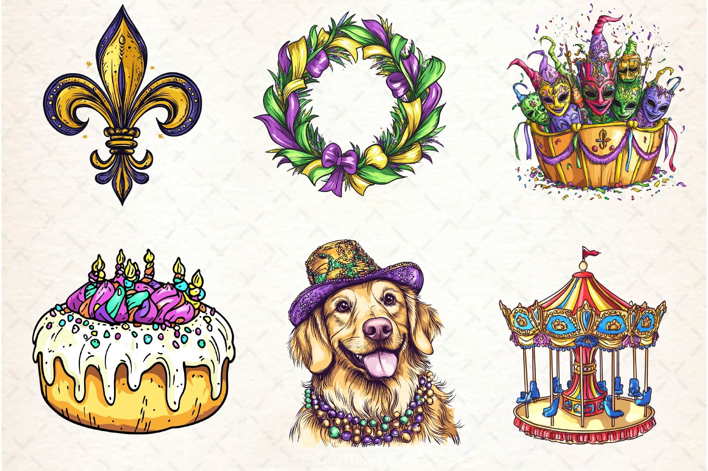 Mardi Gras Clipart Bundle 8 - CraftNest - Digital Crafting and Art
