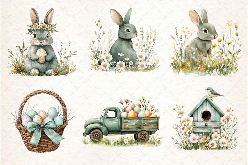 Sage Green Easter Clipart Bundle - CraftNest - Digital Crafting and Art