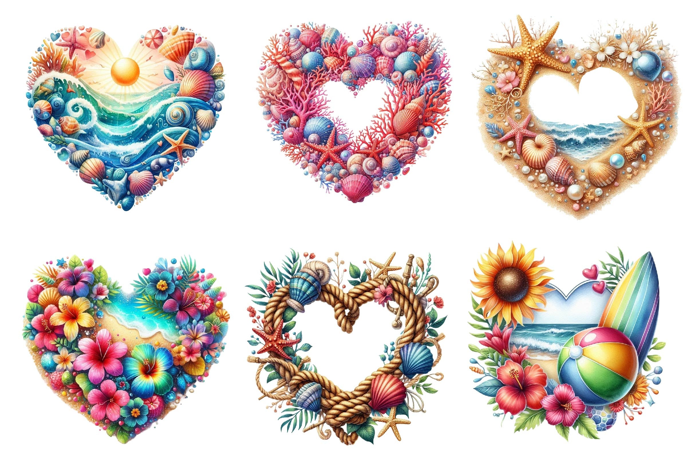 Heart Beach Frame Clipart Bundle 1 - CraftNest - Digital Crafting and Art