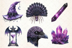 Black Purple Gothic Halloween Clipart Bundle - CraftNest - Digital Crafting and Art