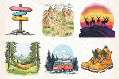 Vintage Mountain Adventure Clipart Bundle 2 - CraftNest - Digital Crafting and Art