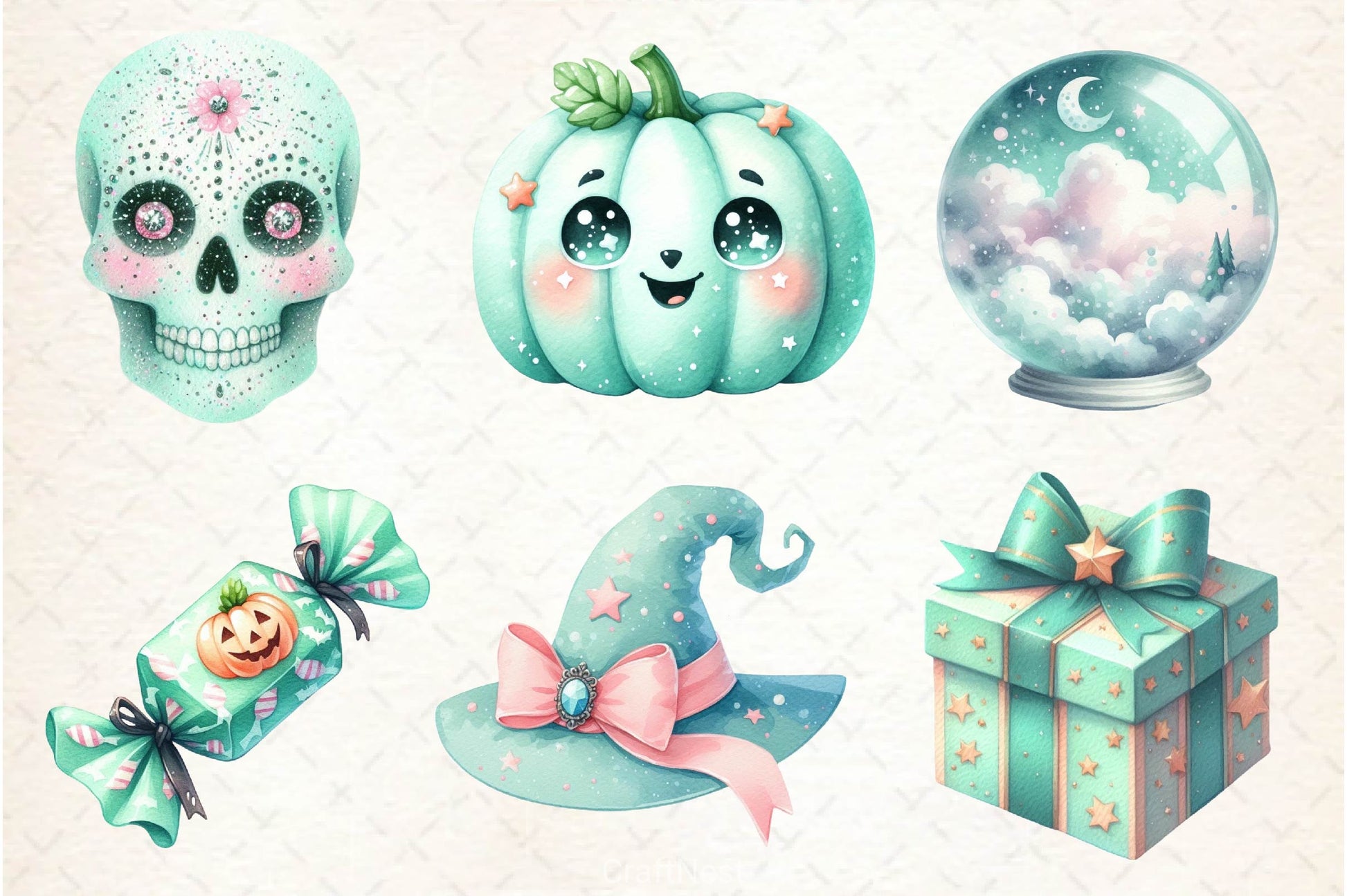Pastel Mint Halloween Clipart Bundle - CraftNest - Digital Crafting and Art