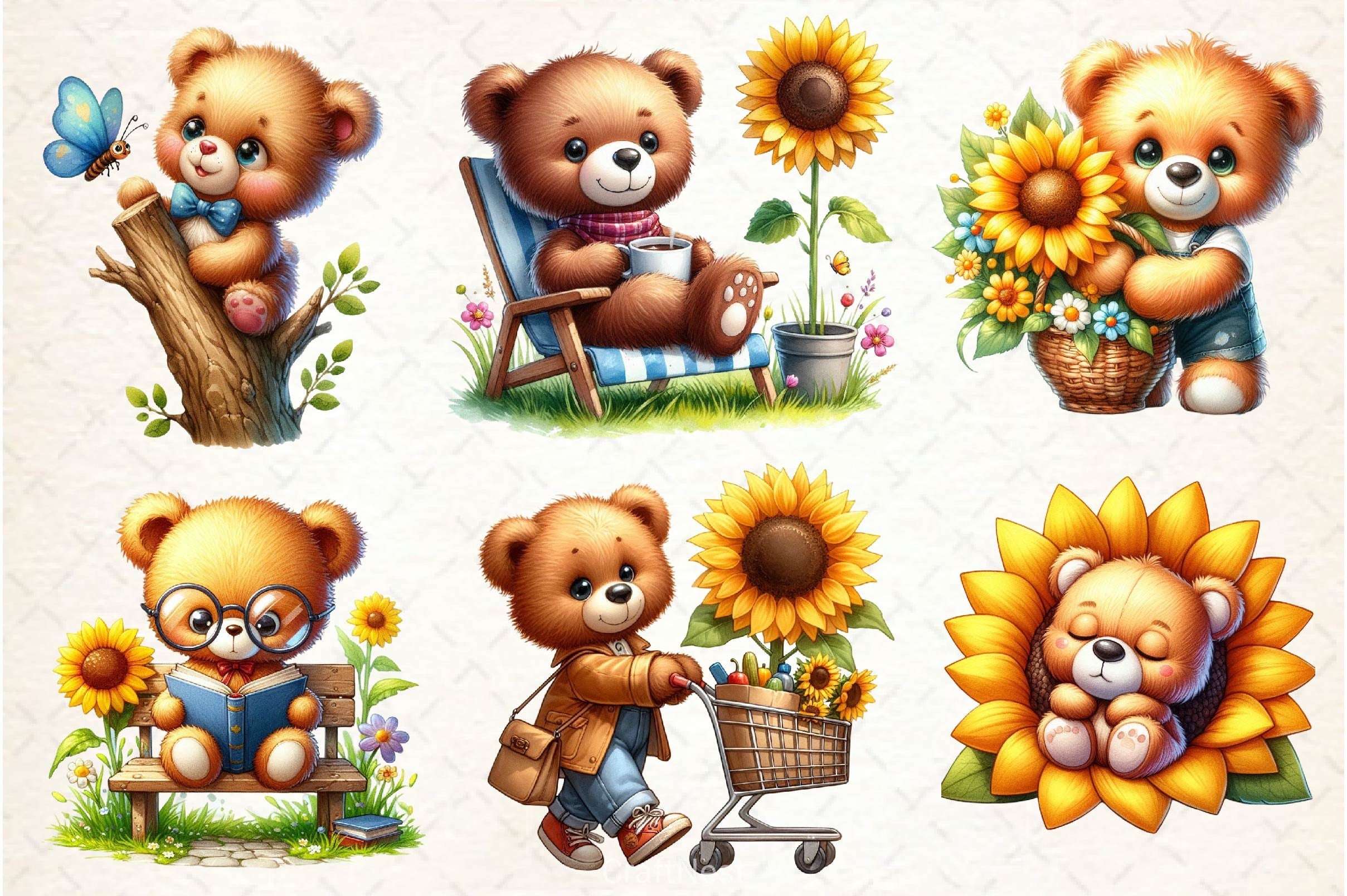 Cute Teddy Bear Clipart Bundle 4 - CraftNest - Digital Crafting and Art