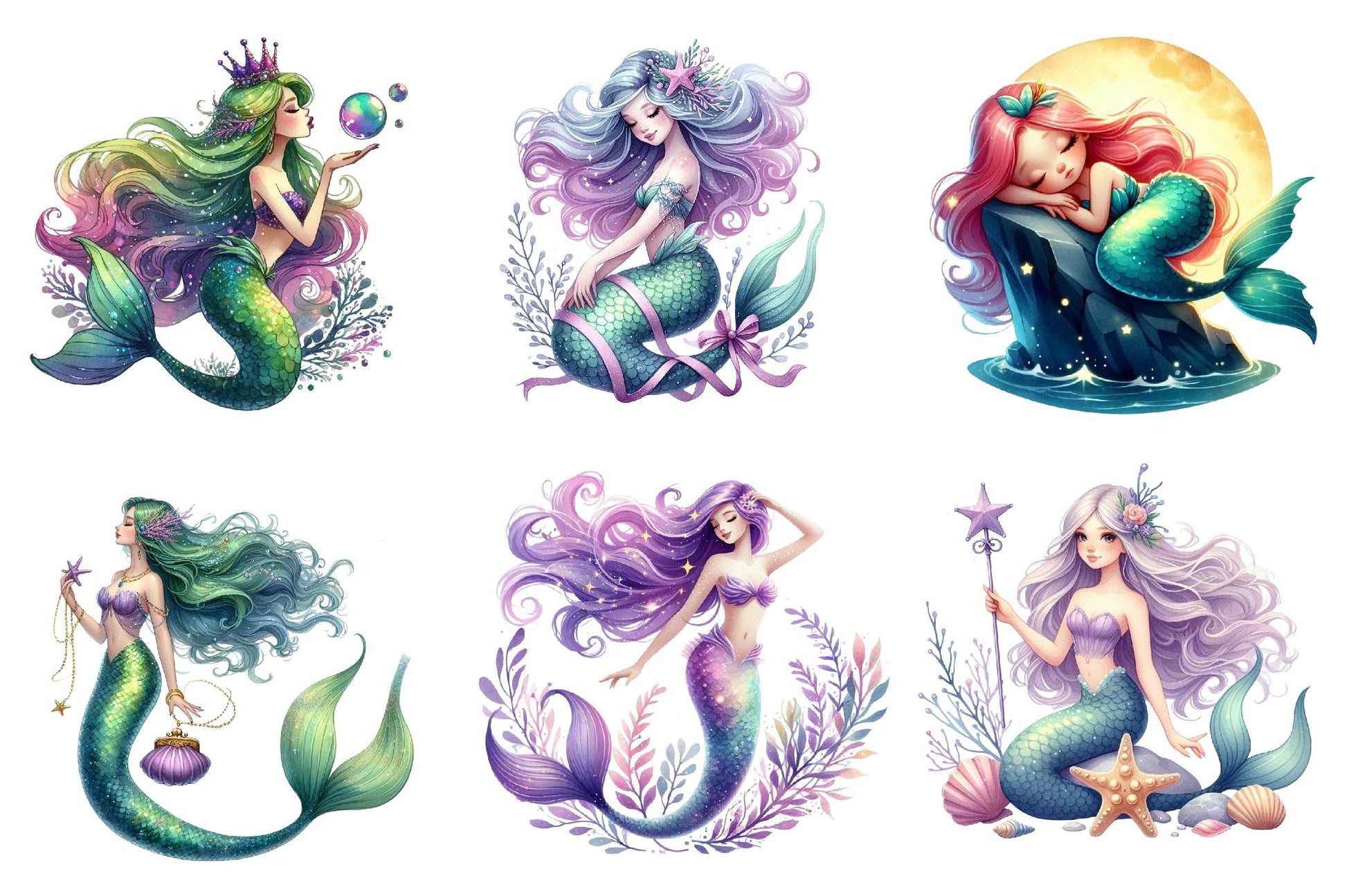 Magical Mermaid Clipart Bundle 2 - CraftNest - Digital Crafting and Art