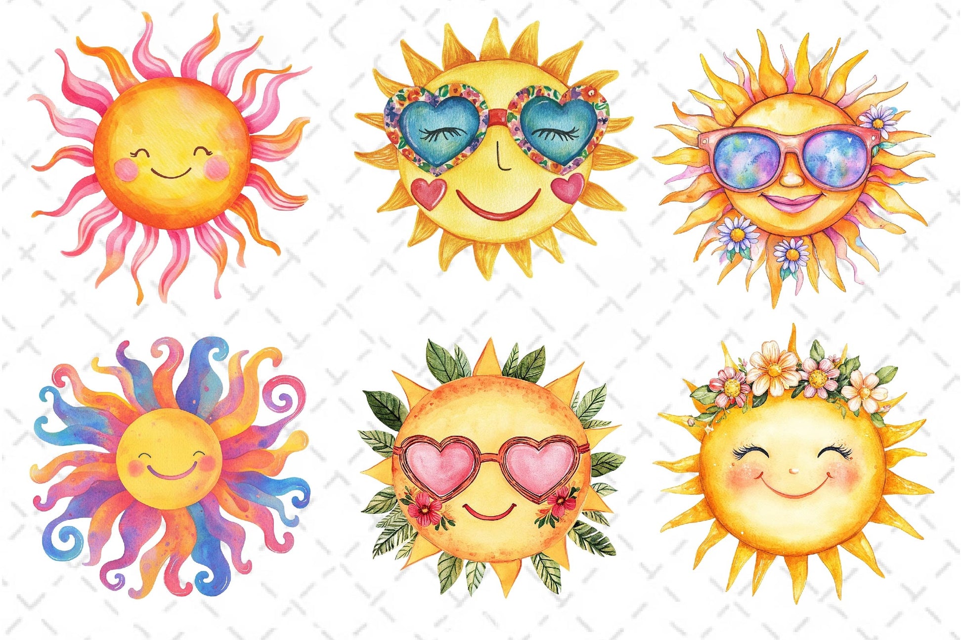 Groovy Cute Summer Sun Clipart Bundle - CraftNest - Digital Crafting and Art