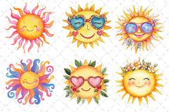 Groovy Cute Summer Sun Clipart Bundle - CraftNest - Digital Crafting and Art