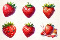 Valentine Strawberry Clipart Bundle 3 - CraftNest - Digital Crafting and Art