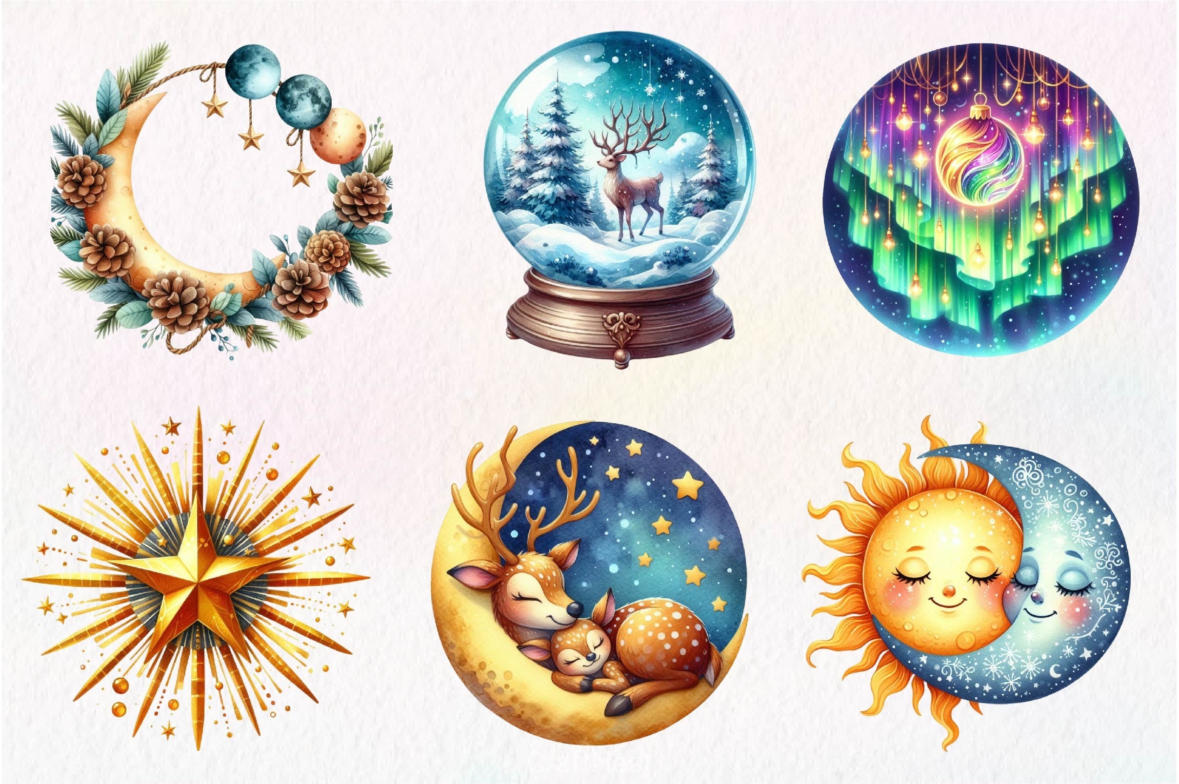 Celestial Christmas Clipart Bundle 2 - CraftNest - Digital Crafting and Art