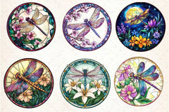 Dragonfly Spring Flower Stained Glass Clipart Bundle - CraftNest - Digital Crafting and Art