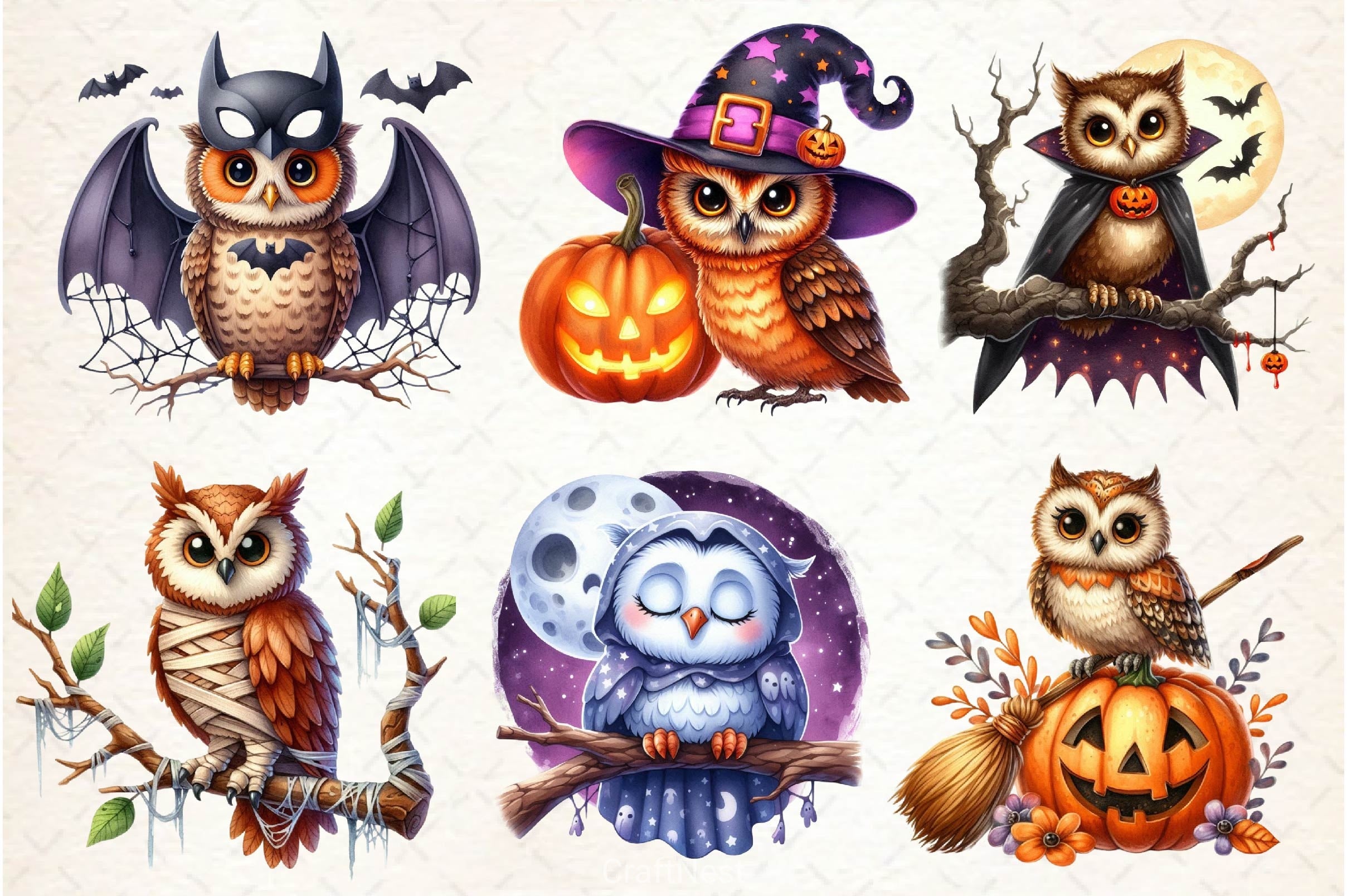Halloween Owl Clipart Bundle 6 - CraftNest - Digital Crafting and Art