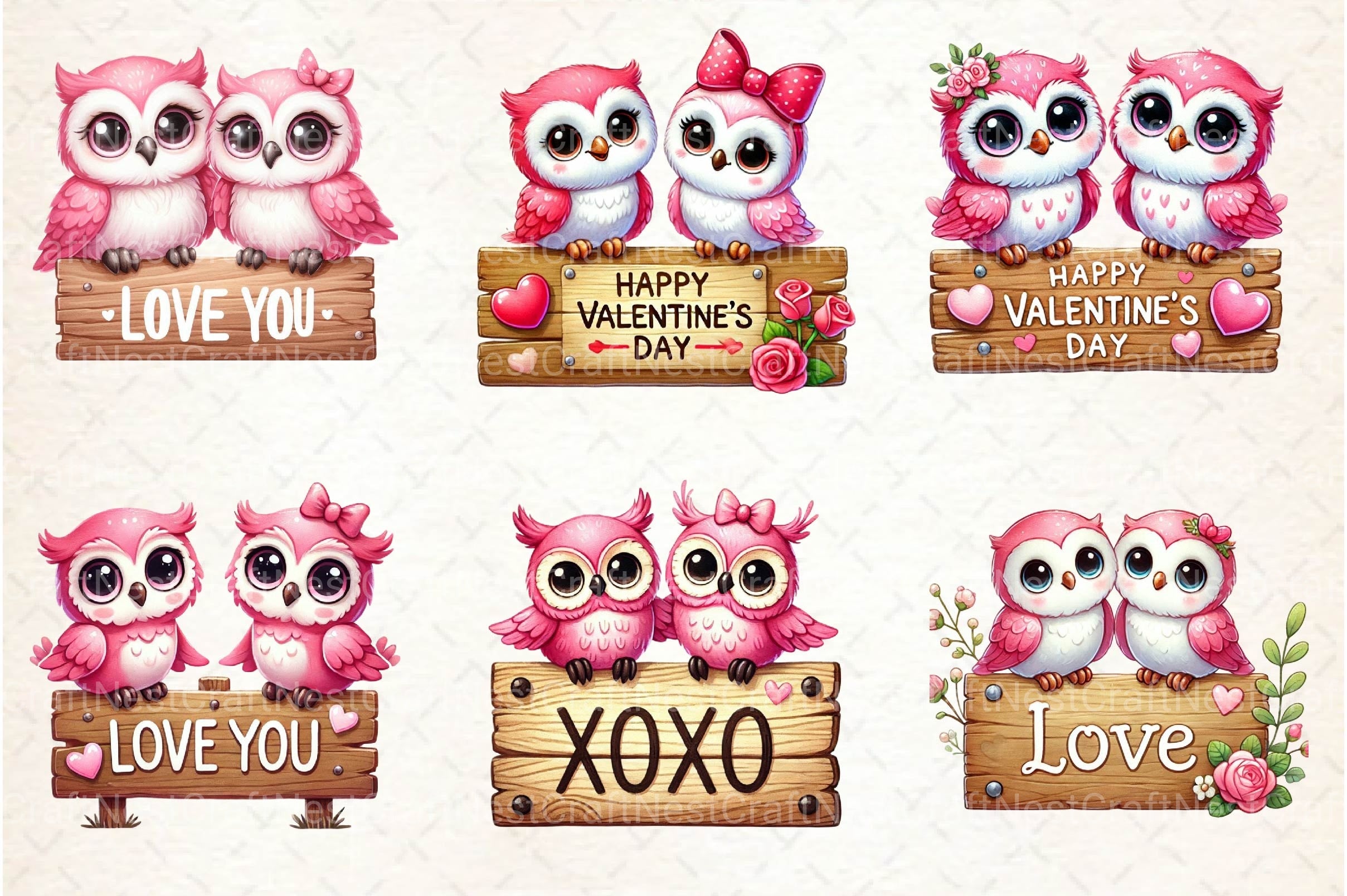 Valentine Couple Owl Clipart Bundle - CraftNest - Digital Crafting and Art