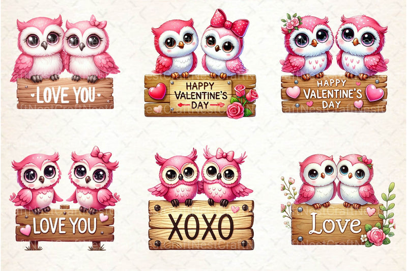 Valentine Couple Owl Clipart Bundle - CraftNest - Digital Crafting and Art