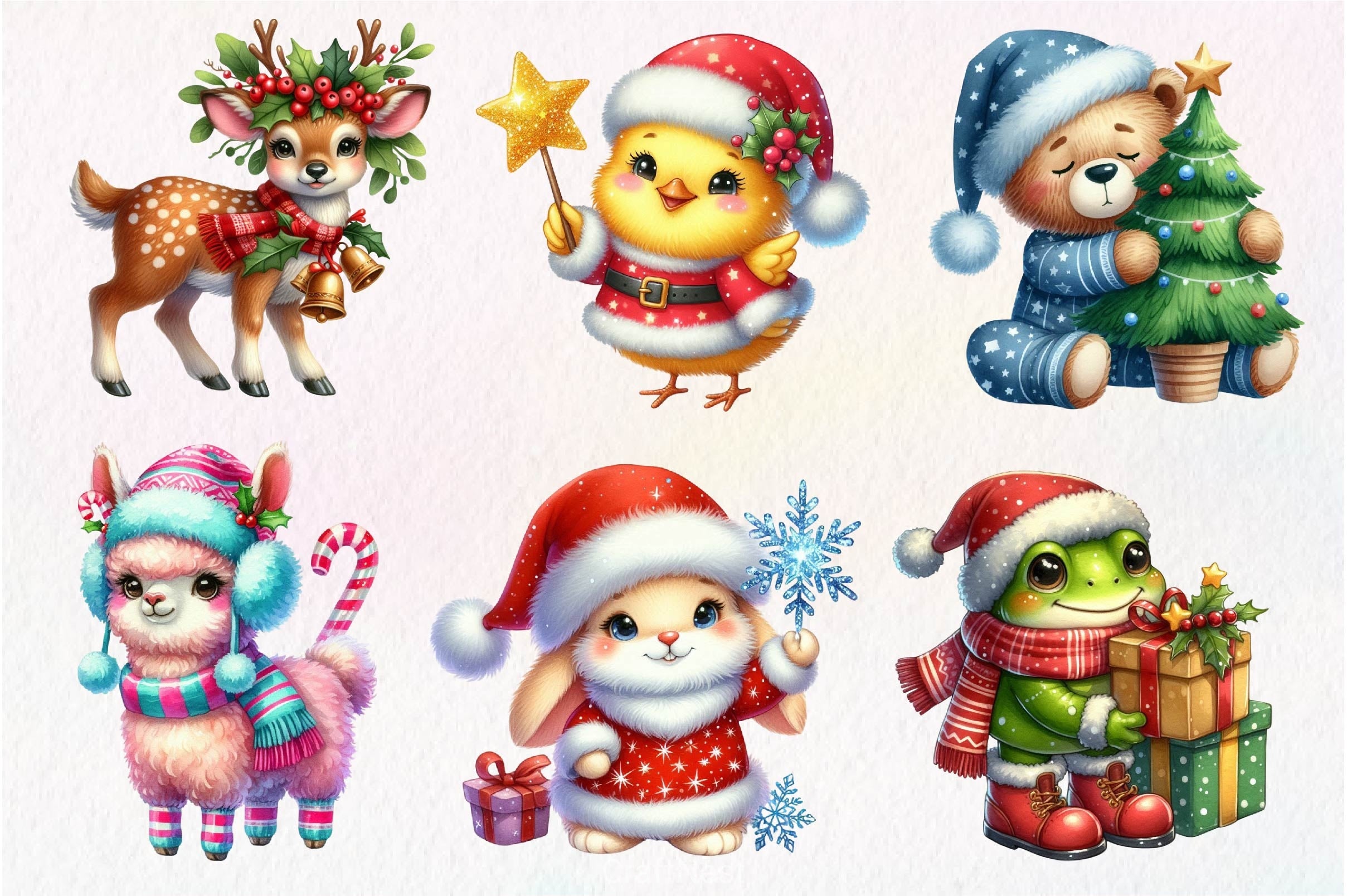 Christmas Cute Animals Clipart Bundle - CraftNest - Digital Crafting and Art