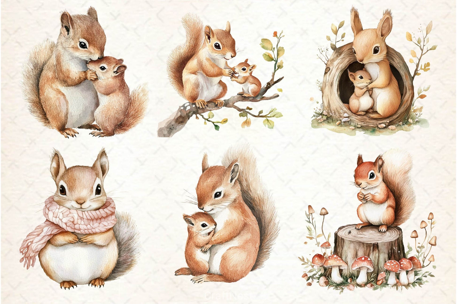 Squirrel Baby Clipart Bundle 2 - CraftNest - Digital Crafting and Art