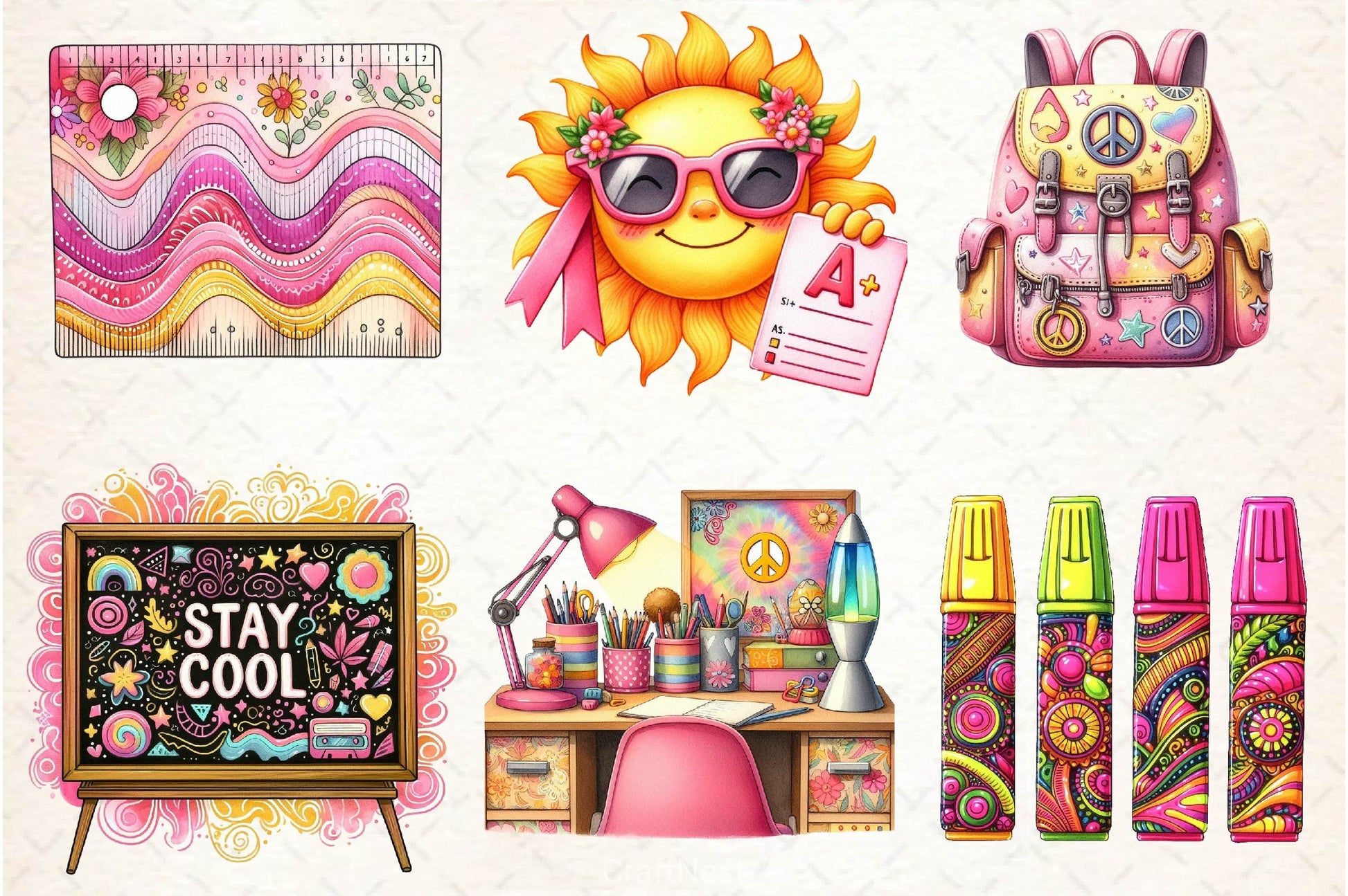 Groovy School Clipart Bundle 2 - CraftNest - Digital Crafting and Art