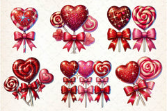 Glitter Valentine Lollipops Clipart Bundle - CraftNest - Digital Crafting and Art