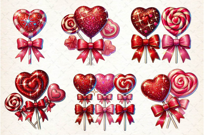 Glitter Valentine Lollipops Clipart Bundle - CraftNest - Digital Crafting and Art