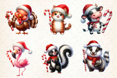 Animals Holding Candy Cane Clipart Bundle - CraftNest - Digital Crafting and Art