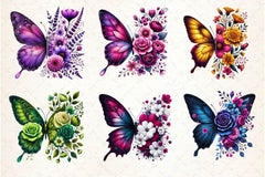 Butterfly Flowers Clipart Bundle 27 - CraftNest - Digital Crafting and Art