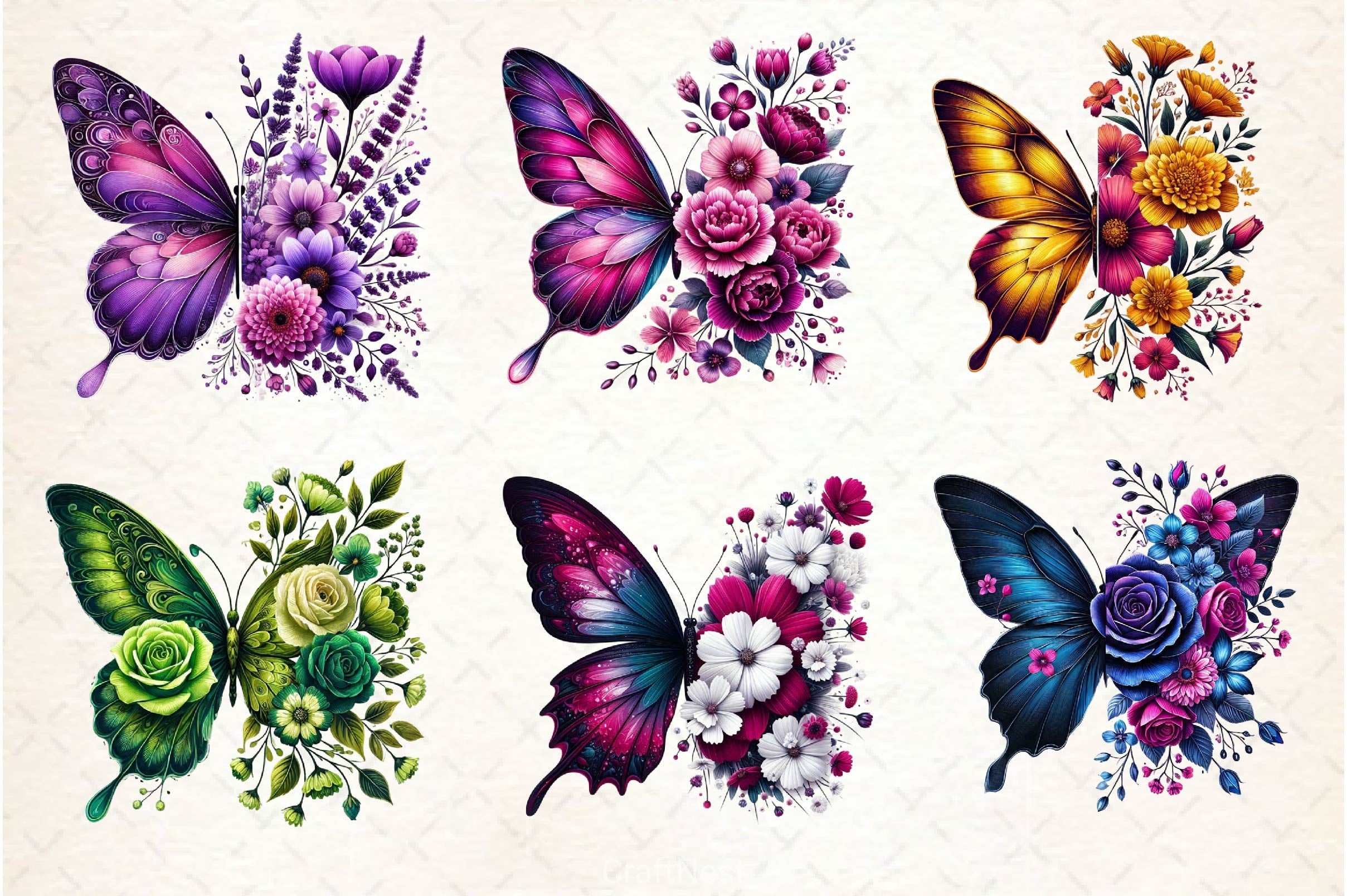 Butterfly Flowers Clipart Bundle 27 - CraftNest - Digital Crafting and Art