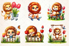 Cute Spring Lion Clipart Bundle 2 - CraftNest - Digital Crafting and Art