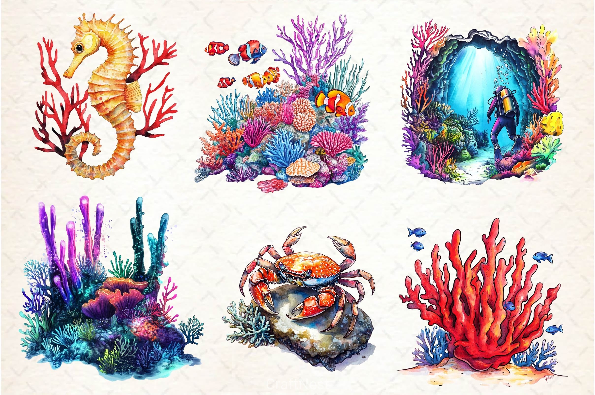 Coral Reef Clipart Bundle 2 - CraftNest - Digital Crafting and Art