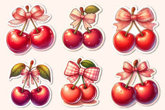 Kawaii Cherry With Bow Clipart Bundle - CraftNest - Digital Crafting and Art