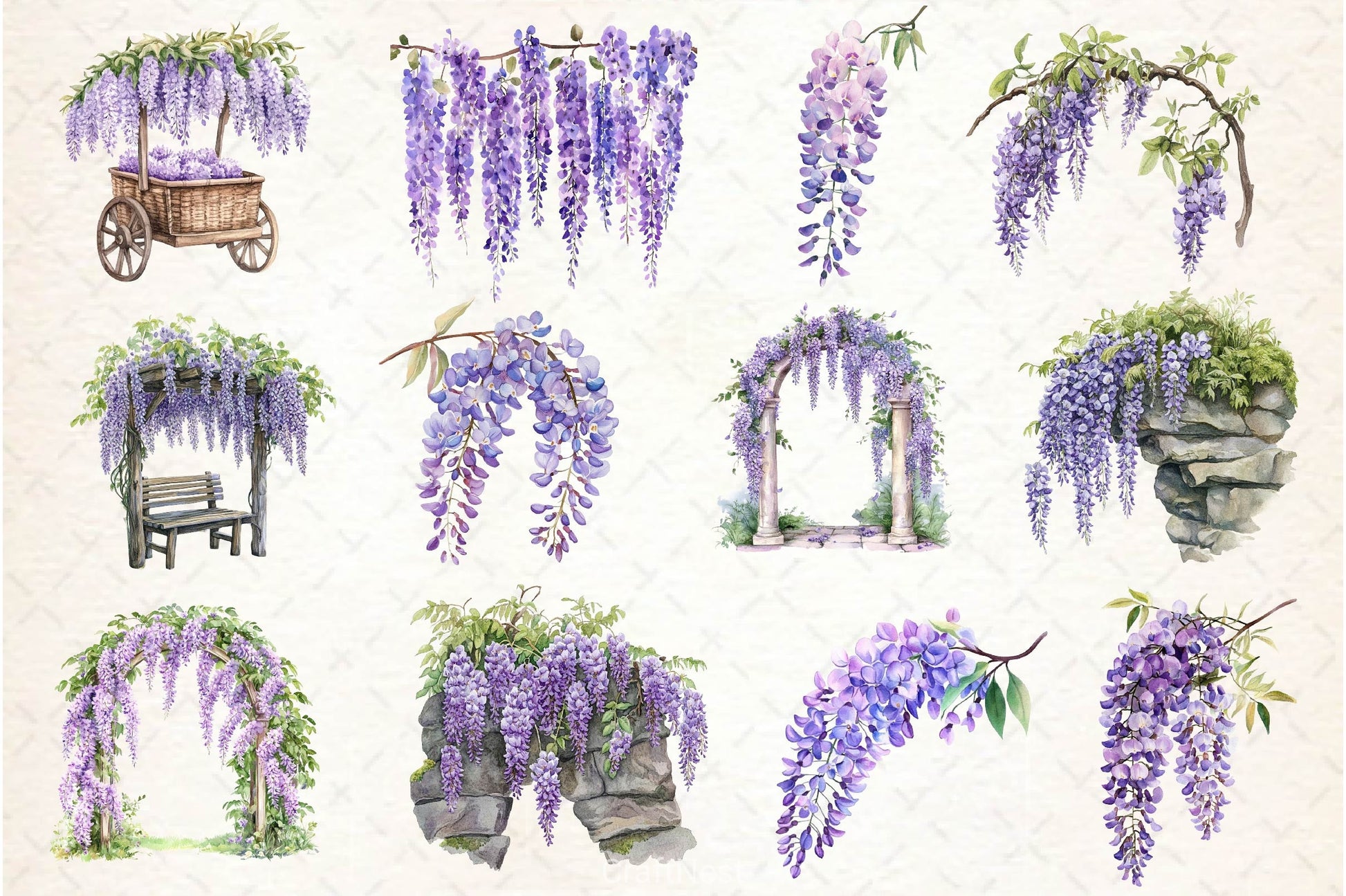Wisteria Garden Clipart Bundle 2 - CraftNest - Digital Crafting and Art