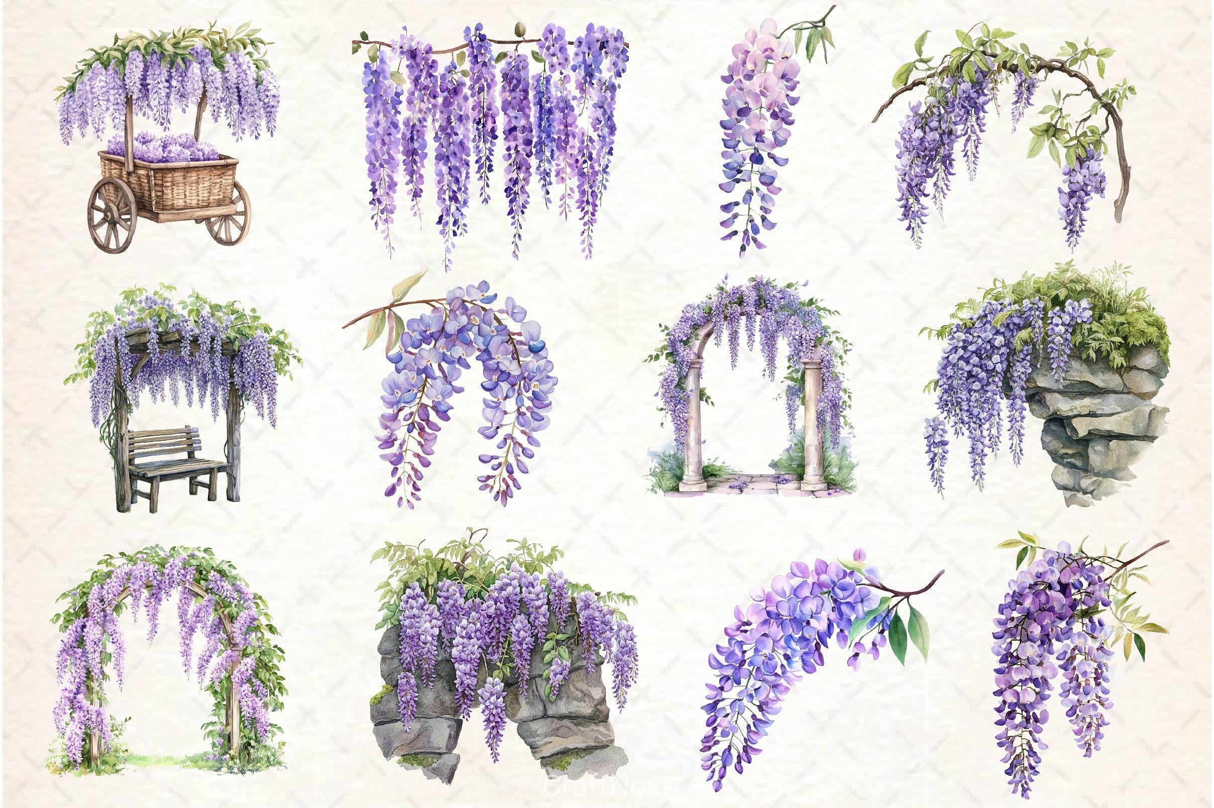 Wisteria Garden Clipart Bundle 2 - CraftNest - Digital Crafting and Art