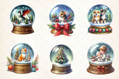 Vintage Christmas Snow Globe Clipart Bundle - CraftNest - Digital Crafting and Art