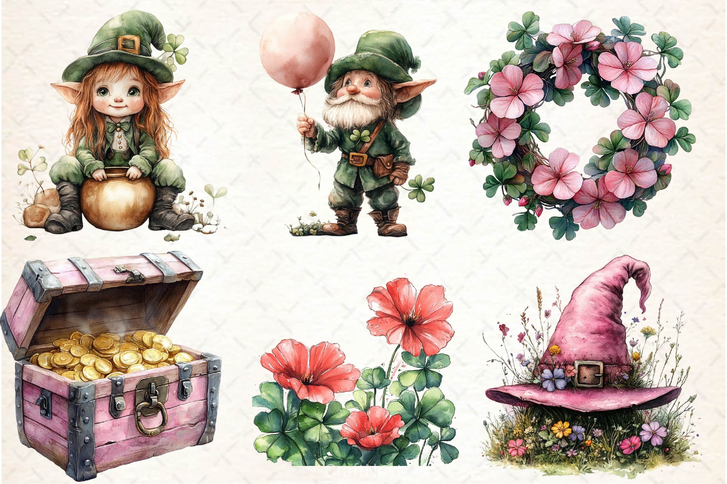 Pink Patricks Day Clipart Bundle - CraftNest - Digital Crafting and Art