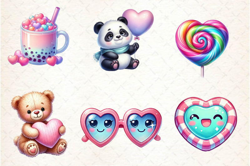 Pastel Valentine Clipart Bundle - CraftNest - Digital Crafting and Art