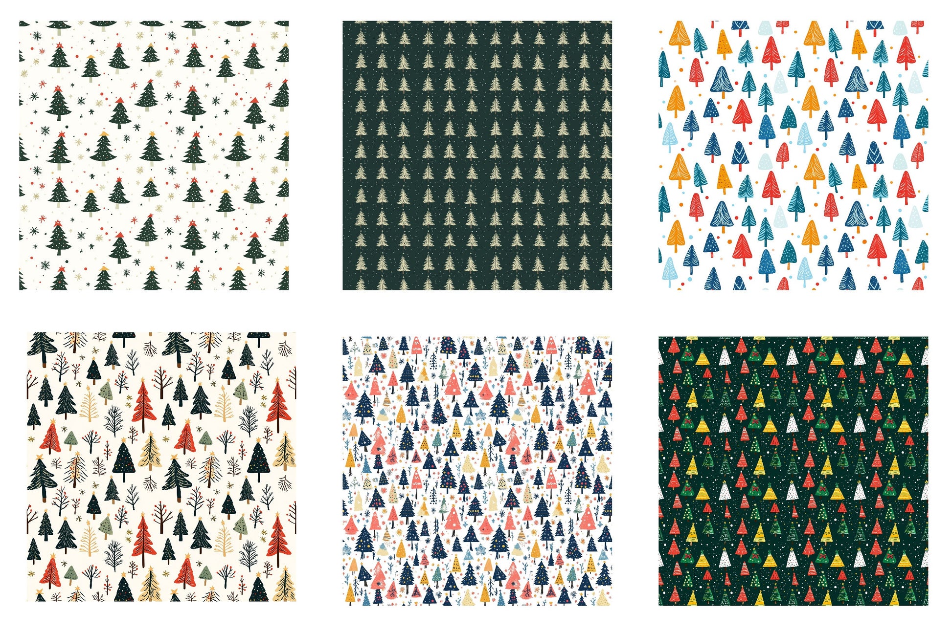 Christmas Tree Seamless Pattern Digital Paper - CraftNest - Digital Crafting and Art