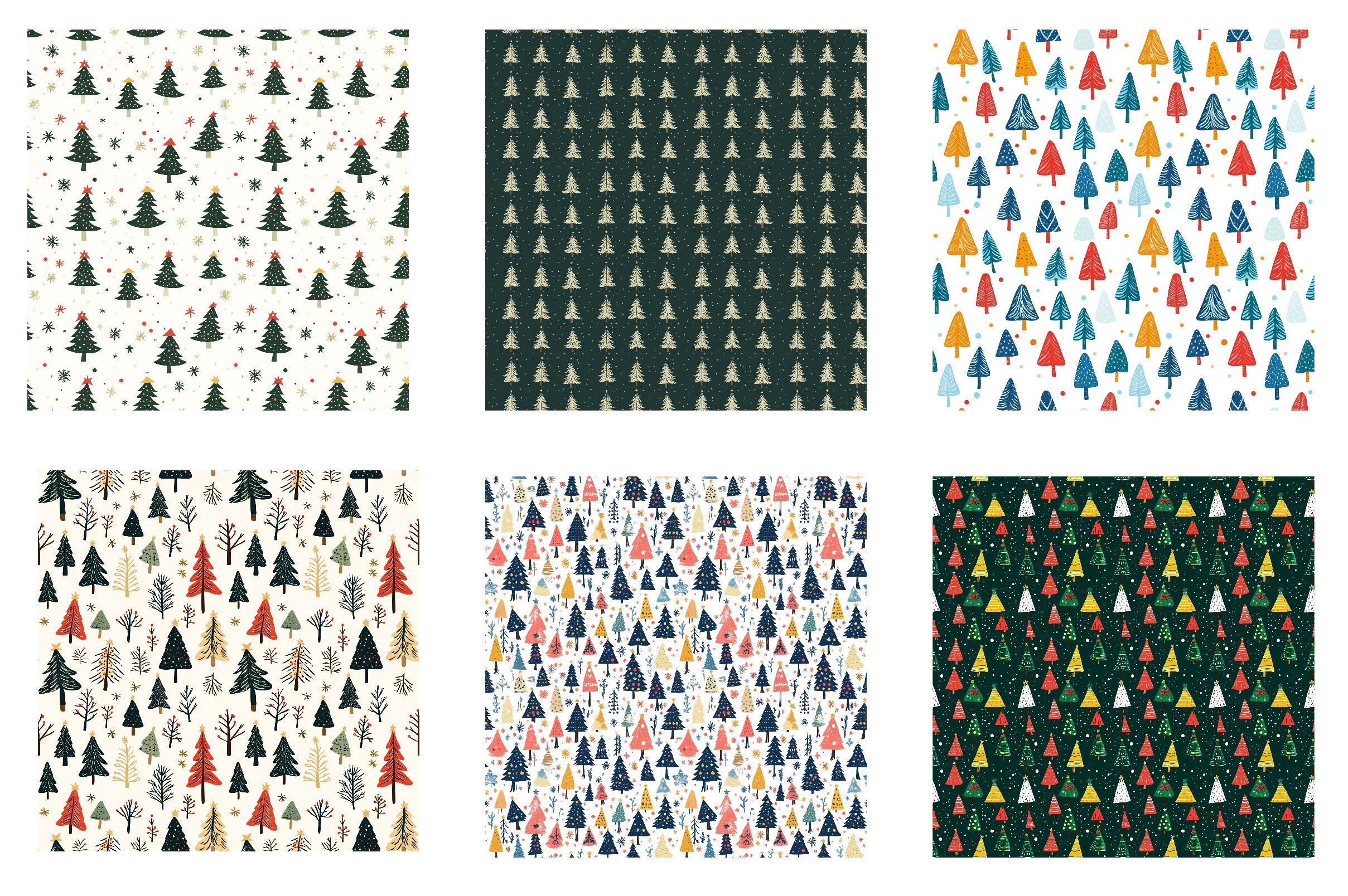 Christmas Tree Seamless Pattern Digital Paper - CraftNest - Digital Crafting and Art