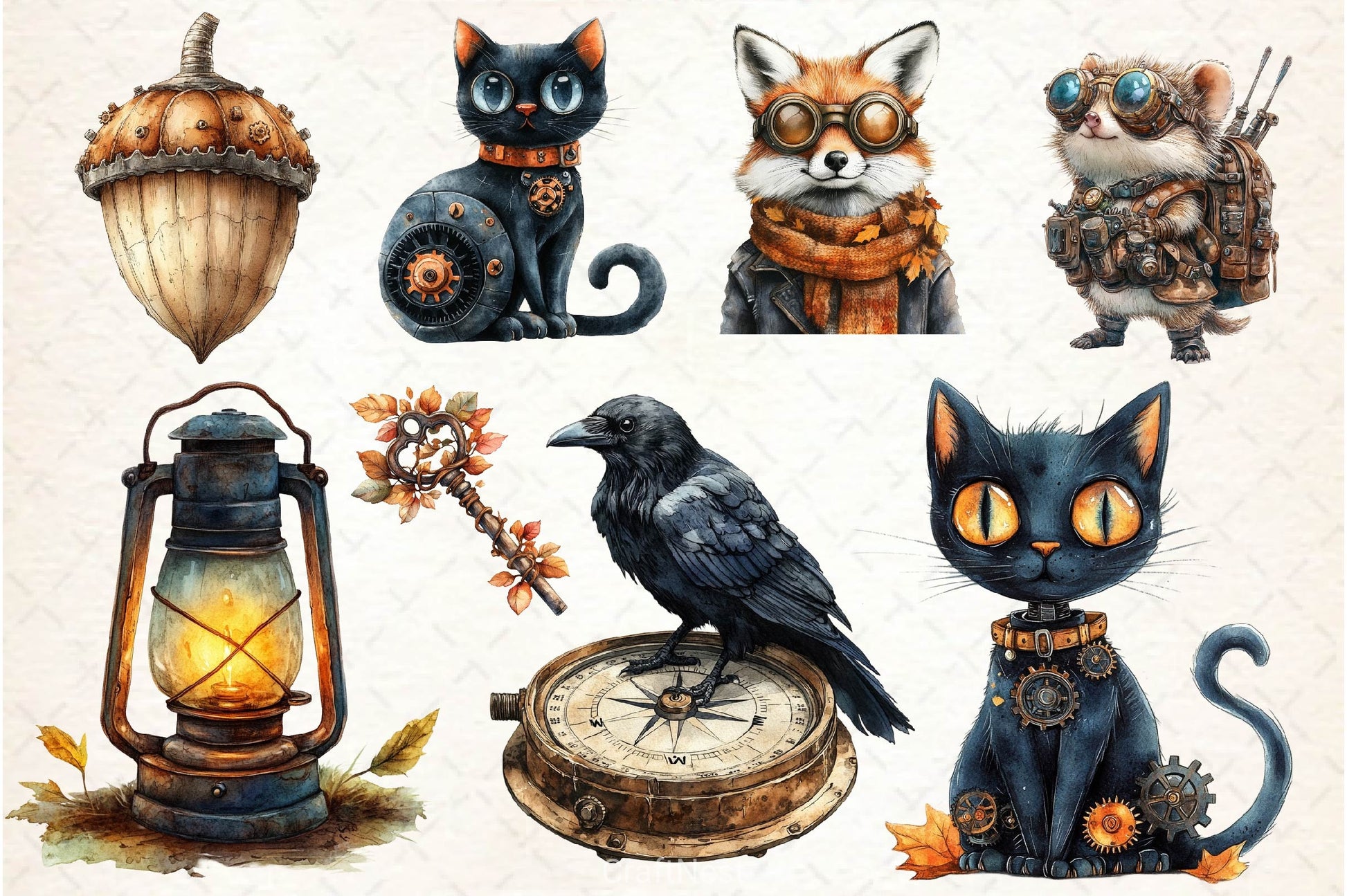 Steampunk Autumn Clipart Bundle 2 - CraftNest - Digital Crafting and Art