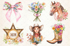 Western Mothers Day Cowgirl Clipart Bundle 2 - CraftNest - Digital Crafting and Art