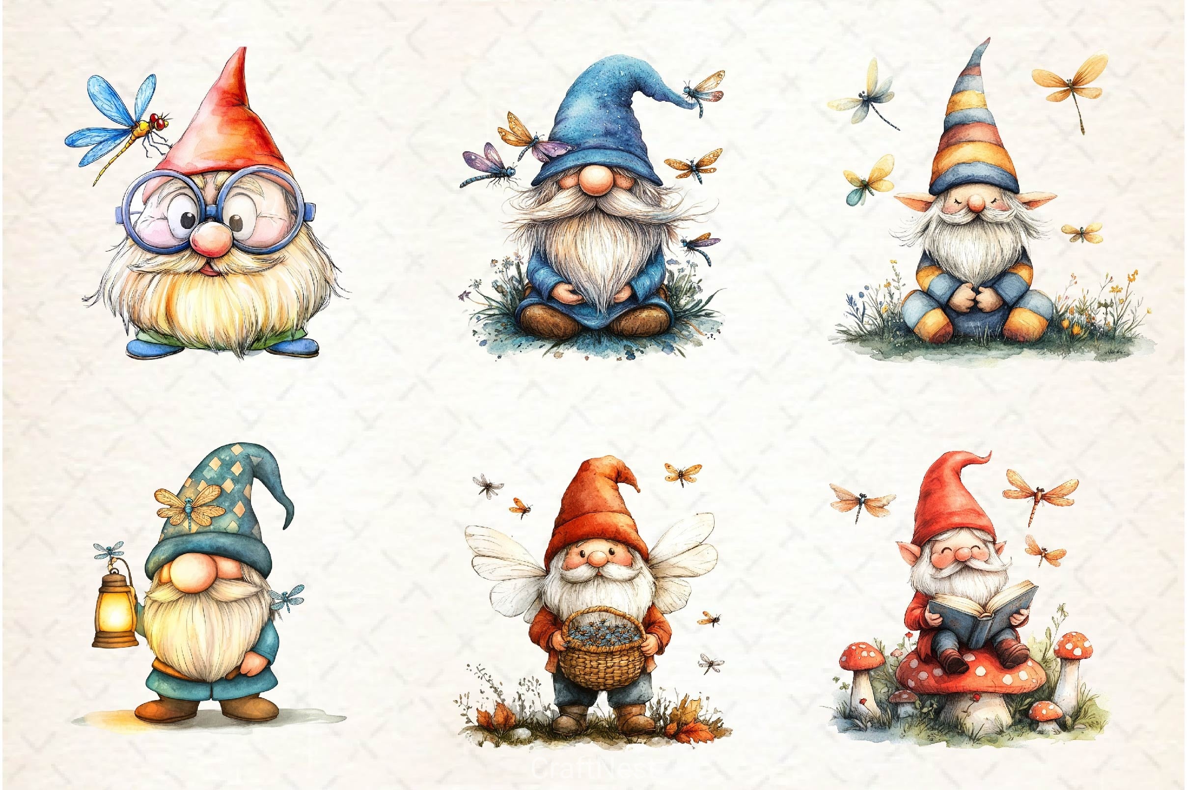 Dragonfly Gnome Clipart Bundle - CraftNest - Digital Crafting and Art