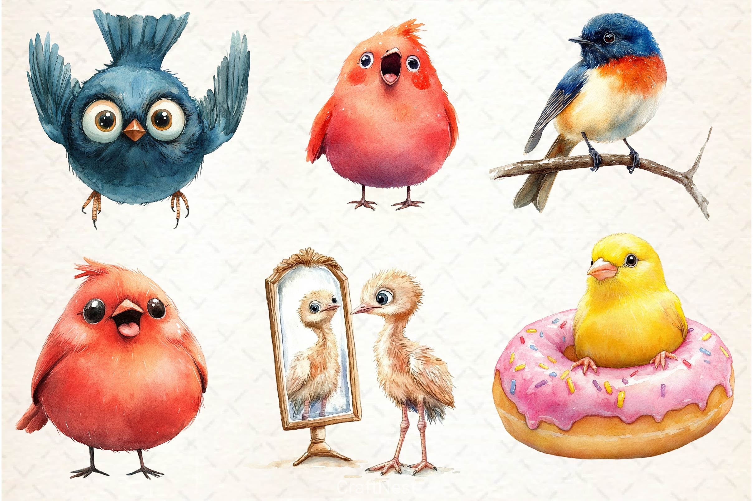 Cute Quirky Funny Birds Clipart Bundle 2 - CraftNest - Digital Crafting and Art