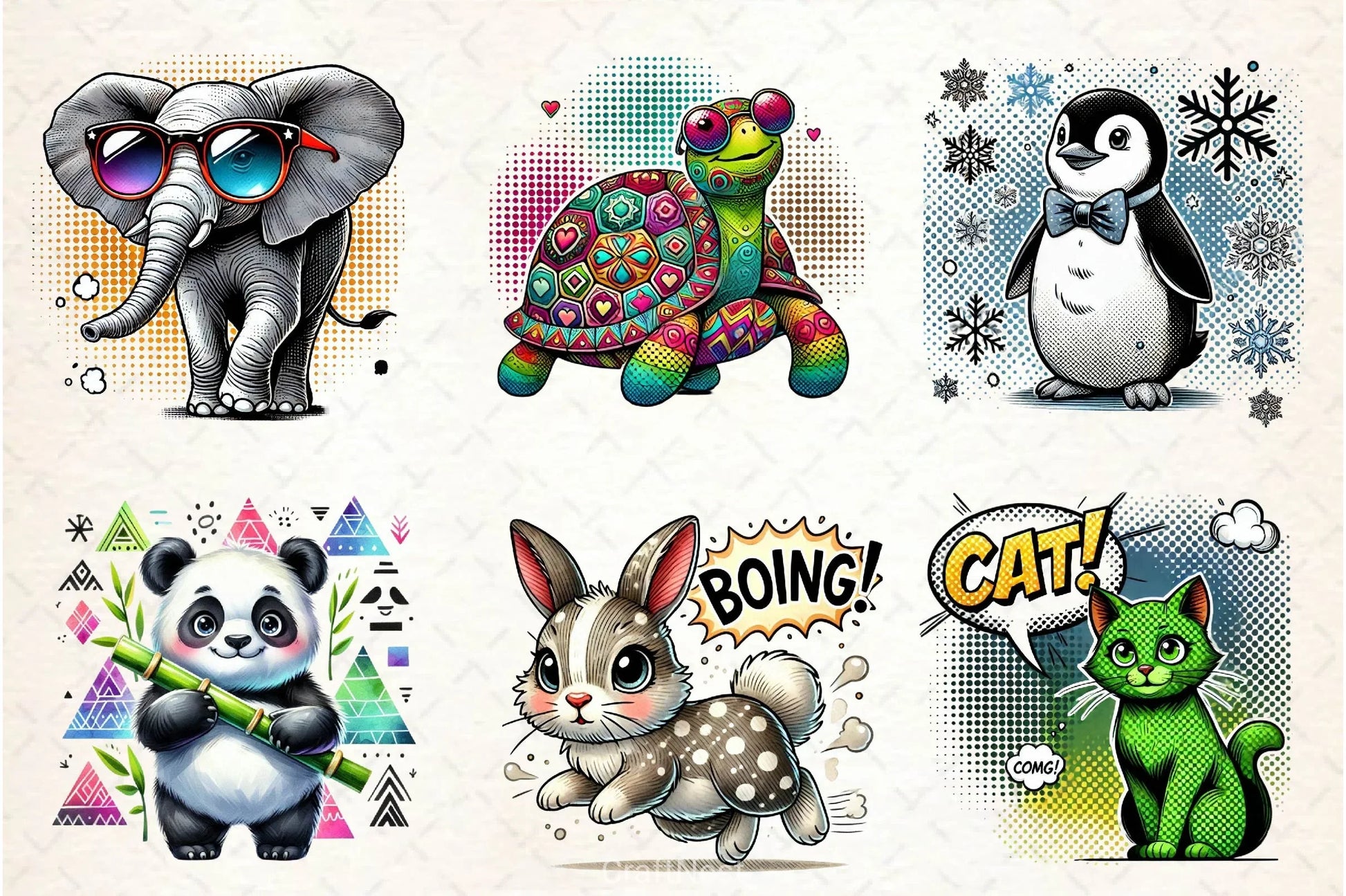 Pop Art Animals Clipart Bundle - CraftNest - Digital Crafting and Art