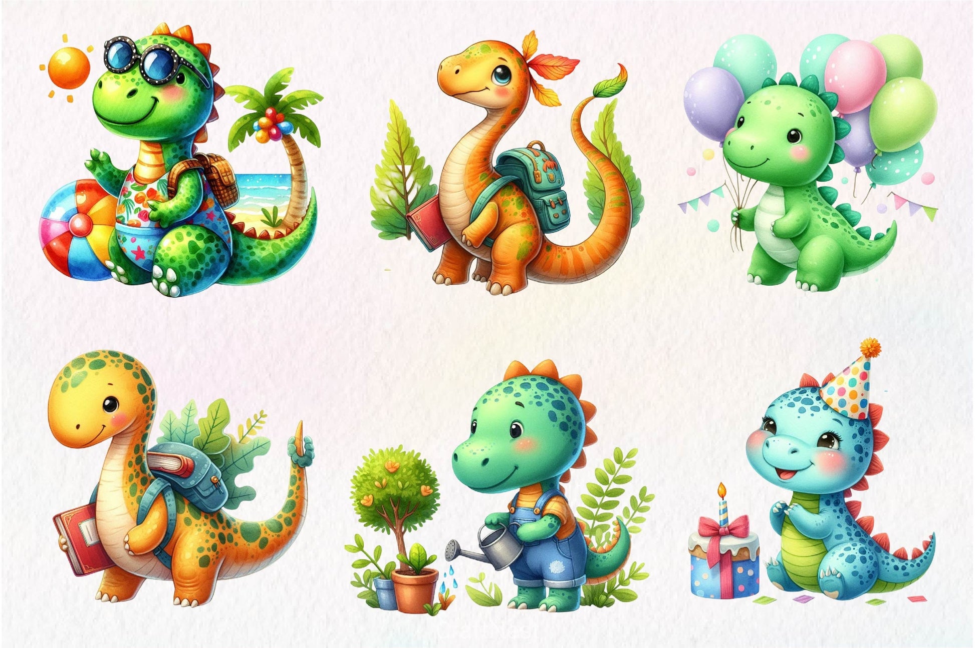 Cute Dinosaurs Clipart Bundle 3 - CraftNest - Digital Crafting and Art
