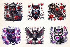 Valentine Gothic Owl Clipart Bundle - CraftNest - Digital Crafting and Art