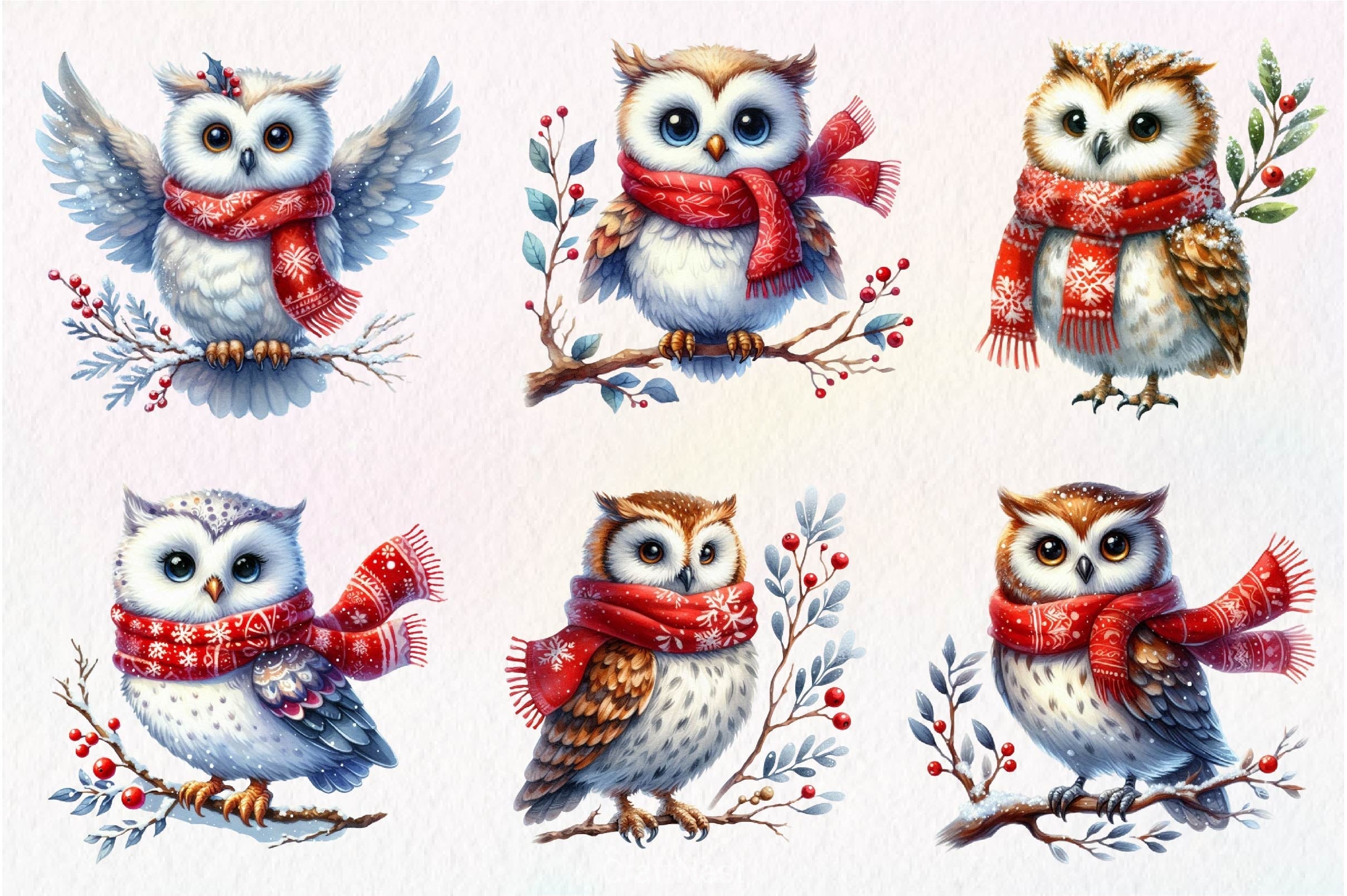 Christmas Owl Clipart Bundle 4 - CraftNest - Digital Crafting and Art