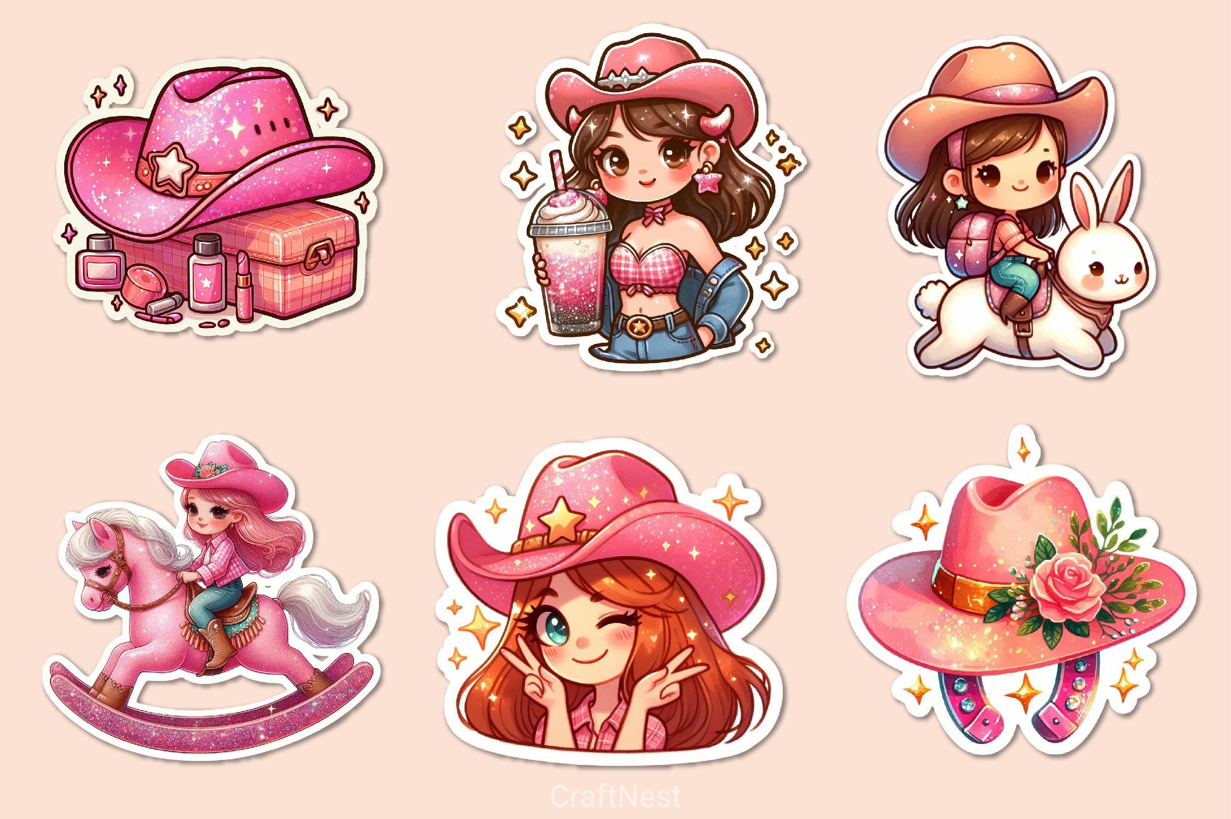 Kawaii Cowgirl Clipart Bundle - CraftNest - Digital Crafting and Art