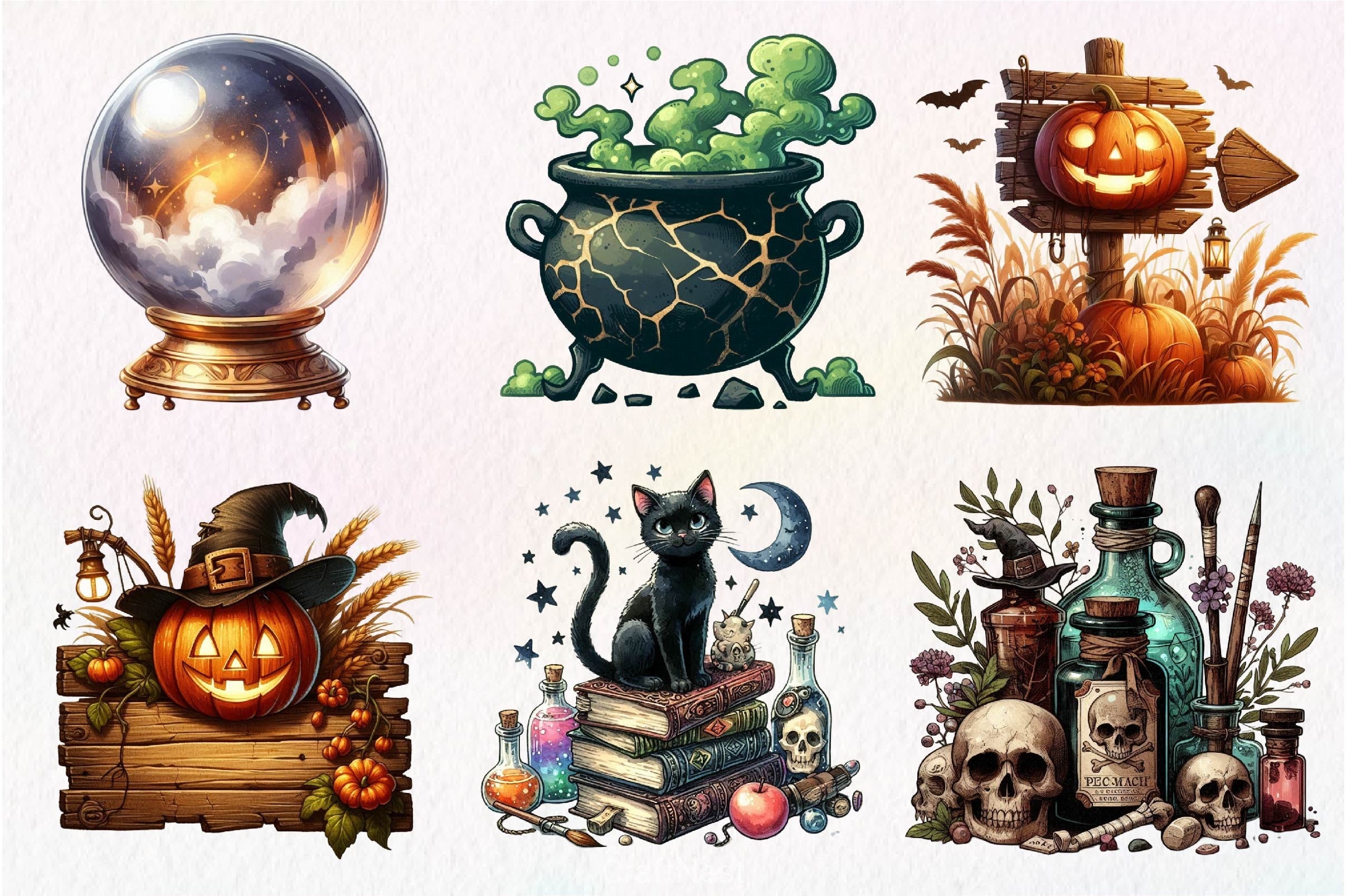 Vintage Halloween Clipart Bundle 7 - CraftNest - Digital Crafting and Art