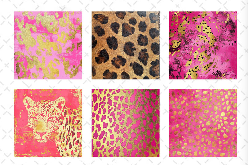 Pink And Gold Leopard Digital Paper - CraftNest - Digital Crafting and Art