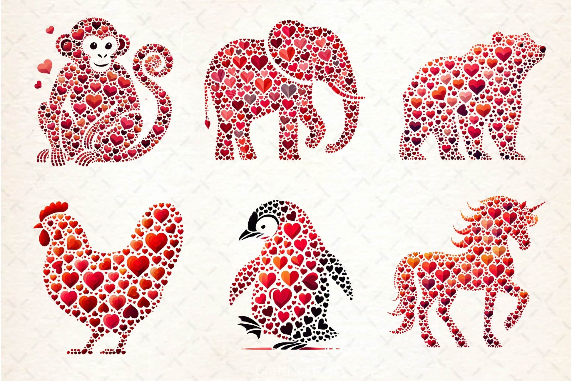 Valentines Day Animals Heart Clipart Bundle - CraftNest - Digital Crafting and Art