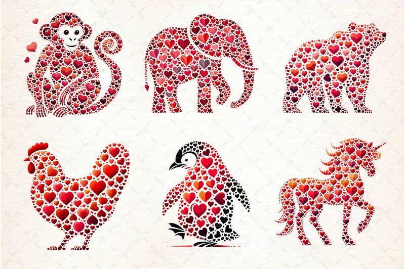 Valentines Day Animals Heart Clipart Bundle - CraftNest - Digital Crafting and Art