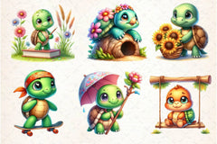 Spring Cute Turtle Clipart Bundle - CraftNest - Digital Crafting and Art